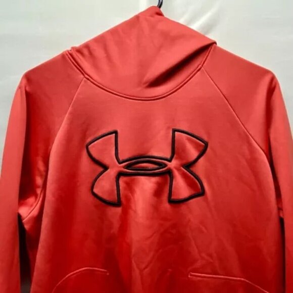 Under Armour Scuba Neck Hoodie Women's XL Salmon/Red Cold Gear UA Logo w/Pockets - Picture 2 of 11